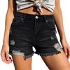 Damskie Kolorowe Jeansowe Szorty Stretch Slim Fit z Przetarciami