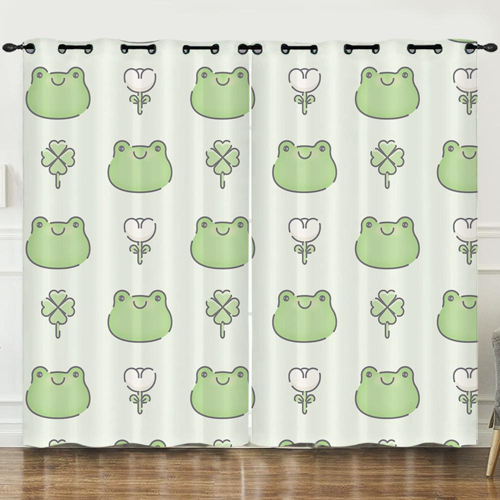 Curtain Cartoon Animal Frog 3D Digital Printing Blackout Curtain Punching