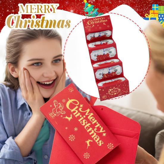 Christmas Cash Gift Envelopes with 6 Slots DIY Money Holder And Gift Card Organizer Holiday Surprise Cash Envelope for Men Women Girls Boys Kids