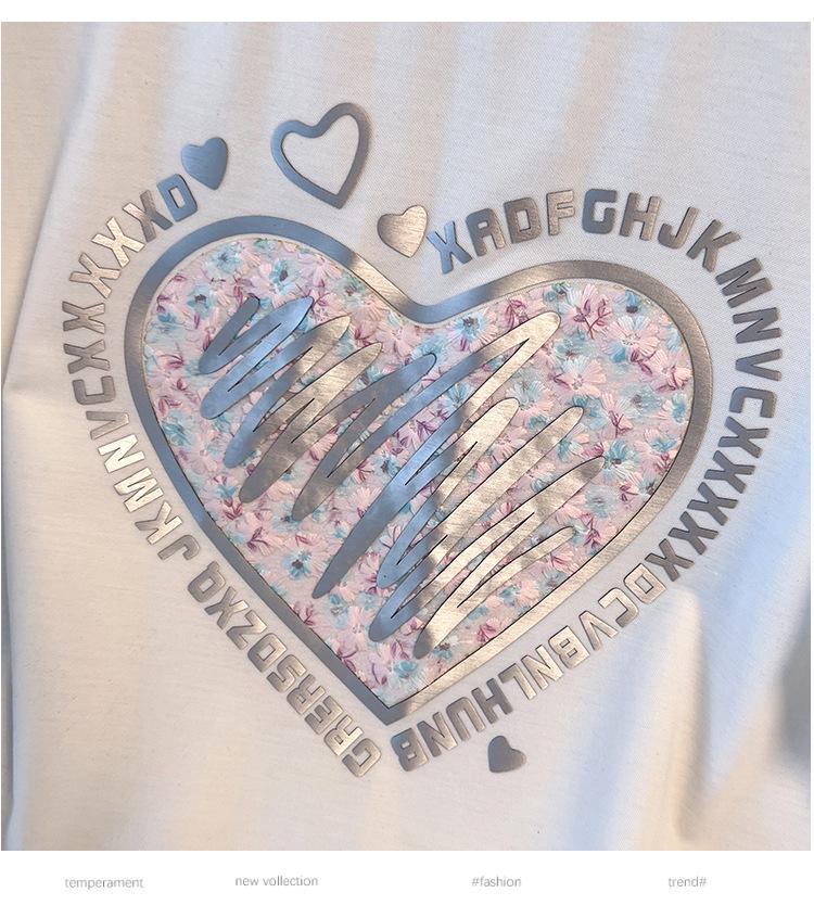 Übergröße Mid-Length Rundhals Kurzarm Schlankmachendes T-Shirt für Damen - Erhältlich in den Größen 200/300/350 jin, Stil 6503.