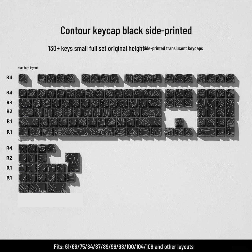 Contour Side-Printed Keycaps: Light-Transmissive, Compatible with Mad Catz Wooting60, Made68, Ace68