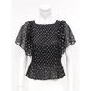 Chiffon Slit Short Sleeve Blouse 451 165