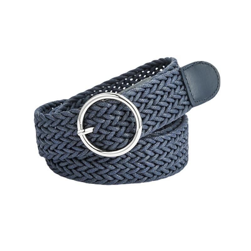Women'S Belt Round Buckle Simple Japanese Buckle Decorative Multi-Colored Wax Rope Woven Casual Pants Jeans Belt Women