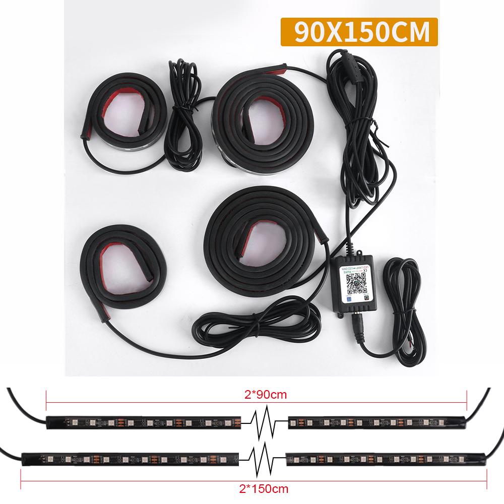 Car Flexible Underglow Strip Light RGB Underbody Sound APP Control Remote Led Neon Light Atmosphere Lamp for Auto Decoration 12V