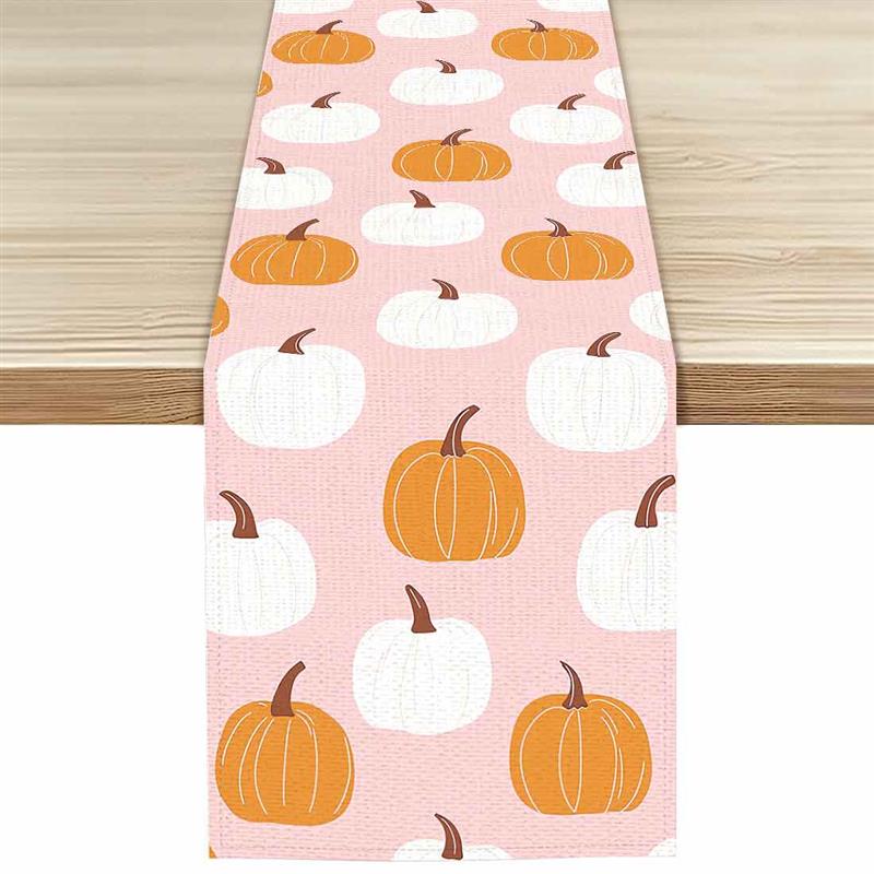 Thanksgiving Pumpkins Autumn Leaf Polyester Table Runners Wedding Decoration Durable Kitchen Dining Table Runners Party Supplies