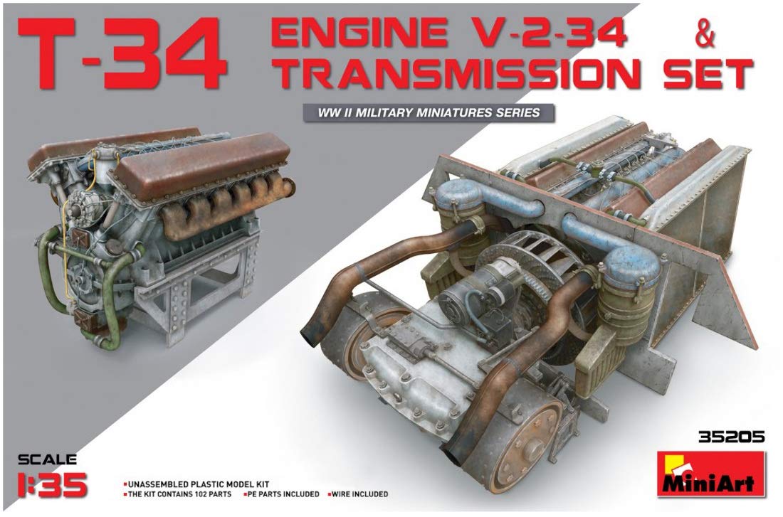 

Miniart Engine Transmission Set Plastic Model MA35205 1/35 T-34 V-2-34 & серый