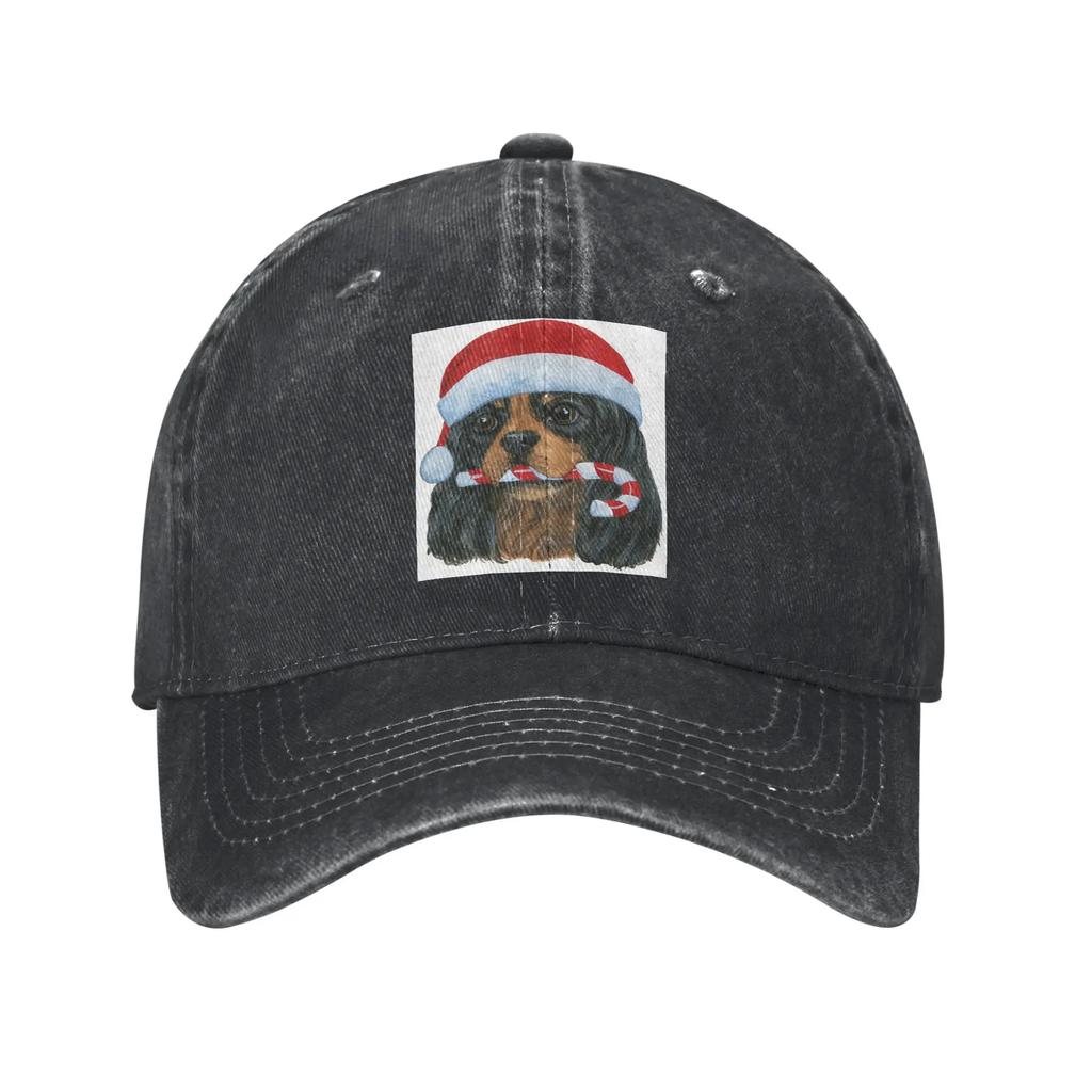 Christmas Cavalier King Charles Spaniel Black and Tan Denim Cap Casual Baseball Caps Adjustable Hat Summer Unisex Baseball Hats
