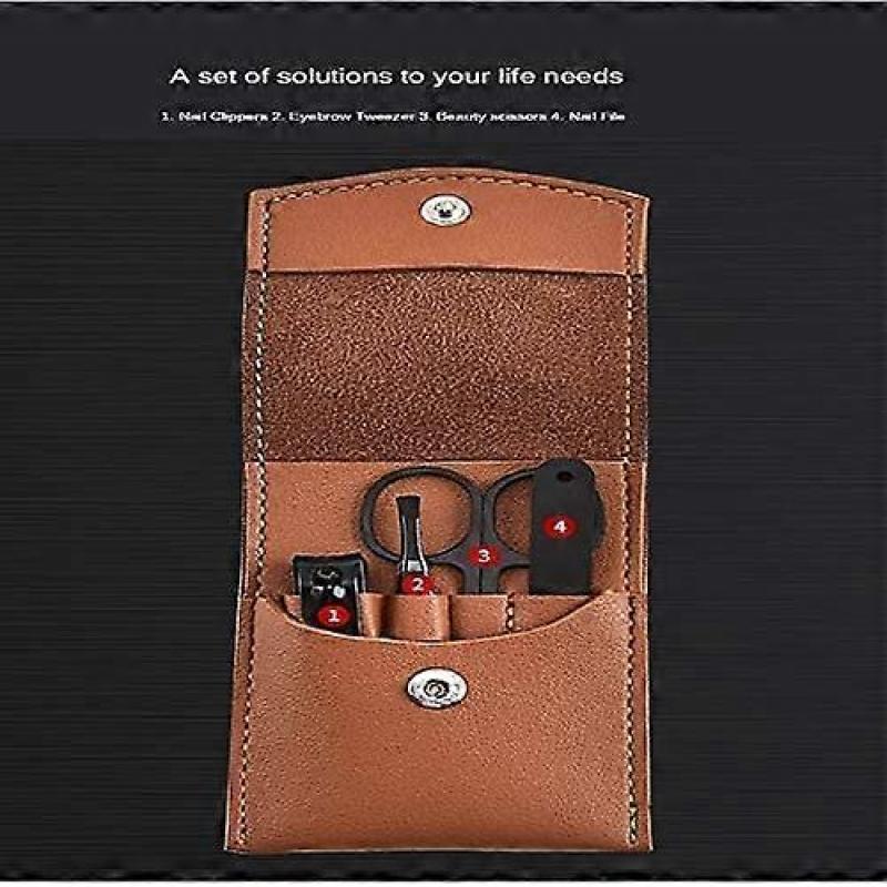 Exquisite Nail Clippers Nail Clippers Set Nail Clippers Suit 4-Piece Nail Clippers Nail Scissors Fold Bag-Beauty Manicure Nail File Tool Sharp Toenail