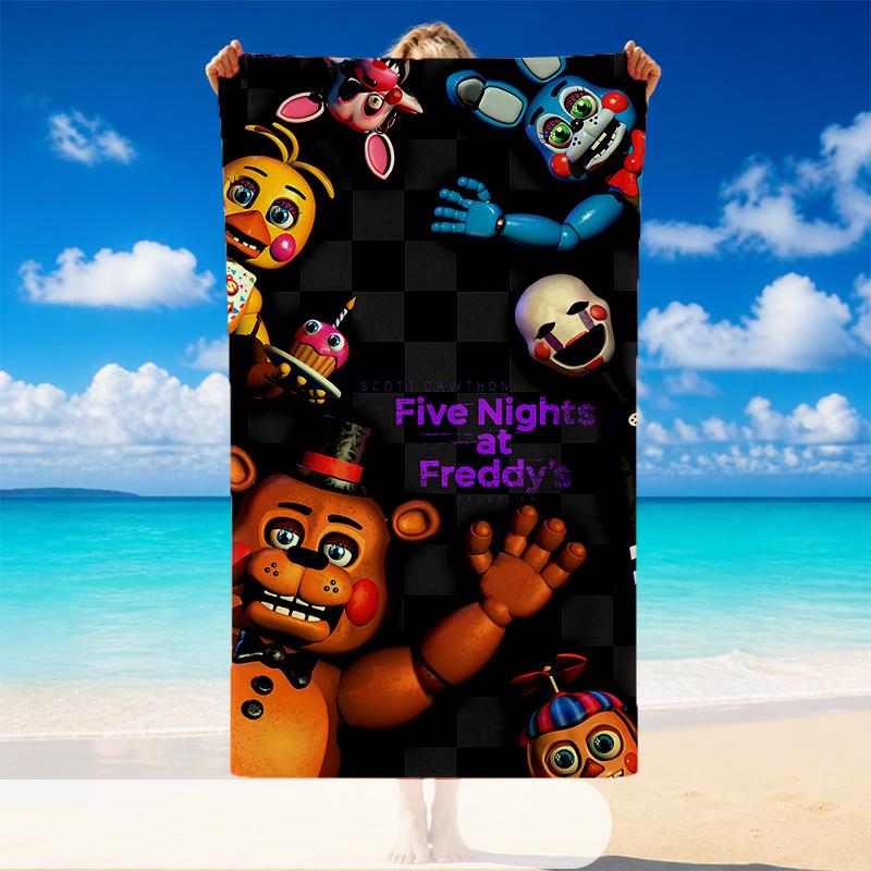 Quick Dry Beach Towel Five Nights At Freddy’s Pattern, Lightweight Absorbent Towel for Pool Beach Vacation Use