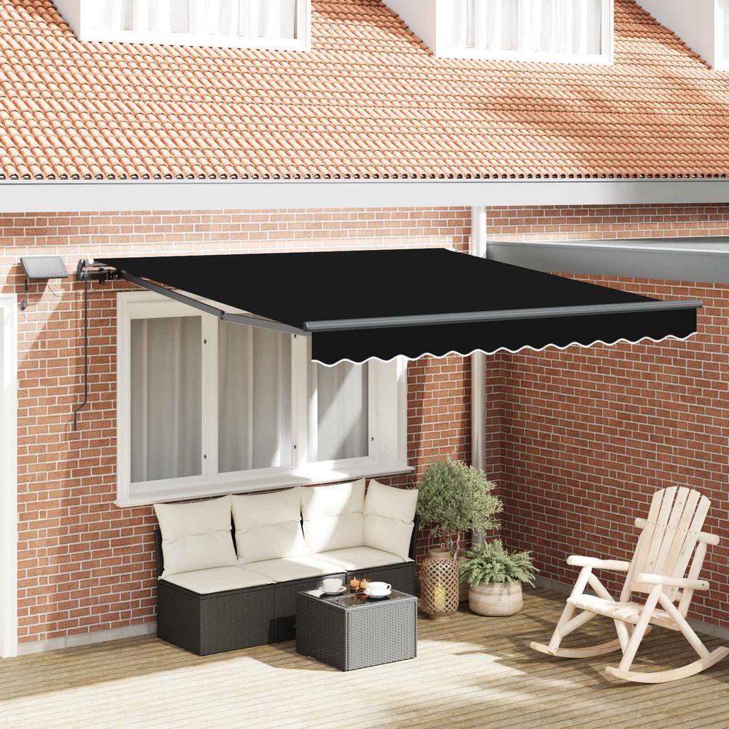 Retractable Awning Black 350 X 250 Cm Fabric and Aluminum