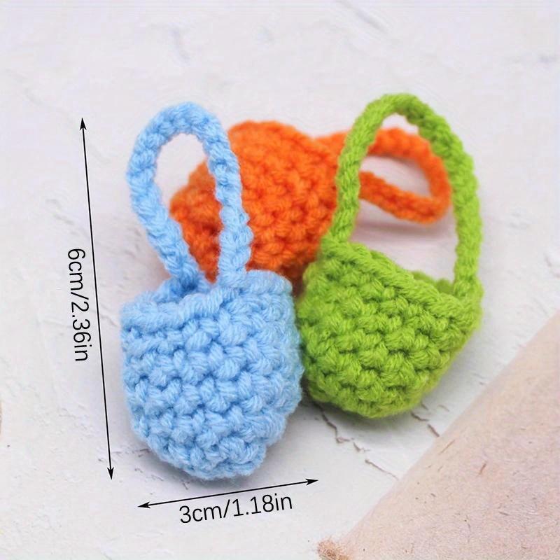 5PCS 1:12 Dollhouse Miniature Woven Shoulder Bag Mini Knitting Wool Bag Crochet Braid Crossbody Bag Handbag Storage Bag DressUp Decor