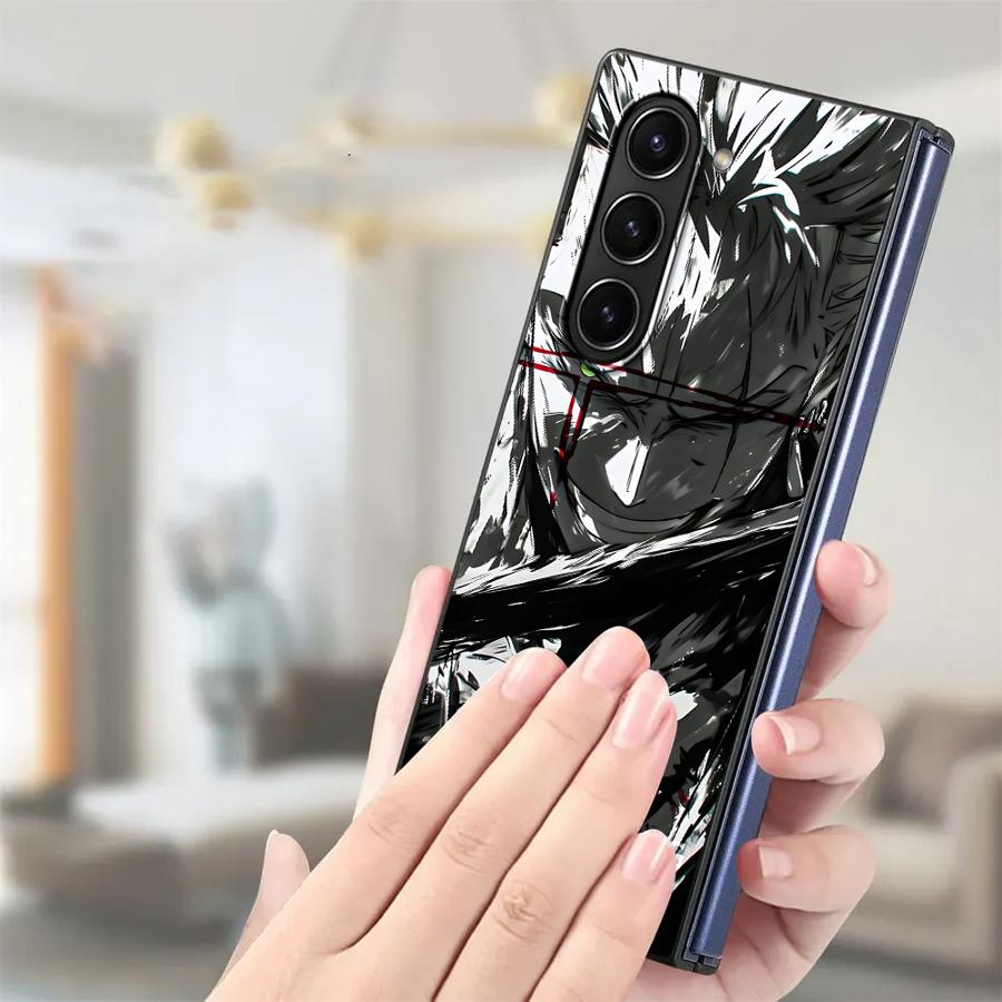 Coque Anime Zoro Luffy pour Samsung Galaxy ZFold5 ZFold6 Z Fold 7 6 5 4 3 ZFold3 ZFold4 ZFold7 Coque Arrière de Téléphone