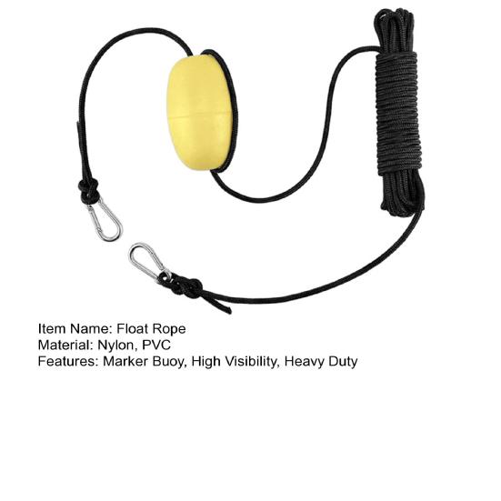 Kayak Float Rope Tow Line with Marker Buoy PVC Stainless Steel Carabiner High Visibility Heavy Duty Drift Sock Harness Nylon