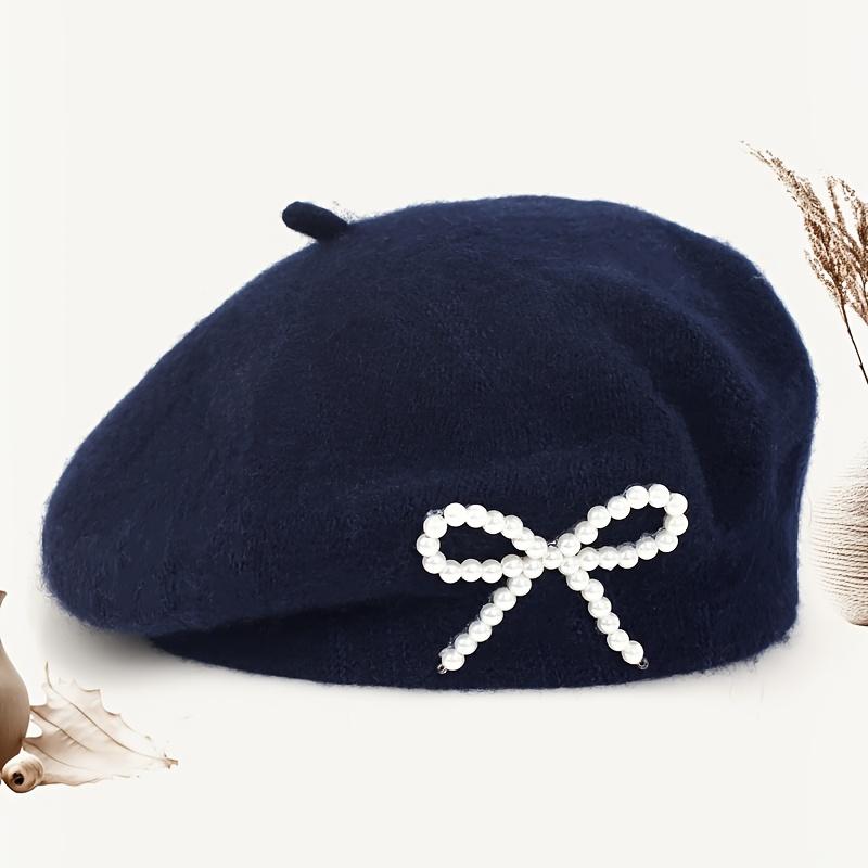 1pc Solid Color Women's New Bow Wool Beret, Suitable for Daily Use, Available in Multiple Colors