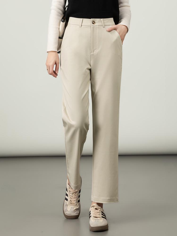 Women's High Waist Slimming Lyocell Cotton Straight-Leg Cigarette Pants for Autumn 2025