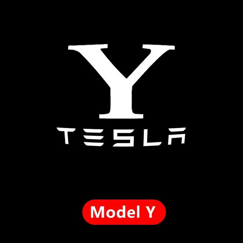 Car Sticker 2025 New Tesla 2pcs For Tesla Model Y 3 S X Door LED Logo Projector Puddle Light Super Bright Welcome Light Laser Sh