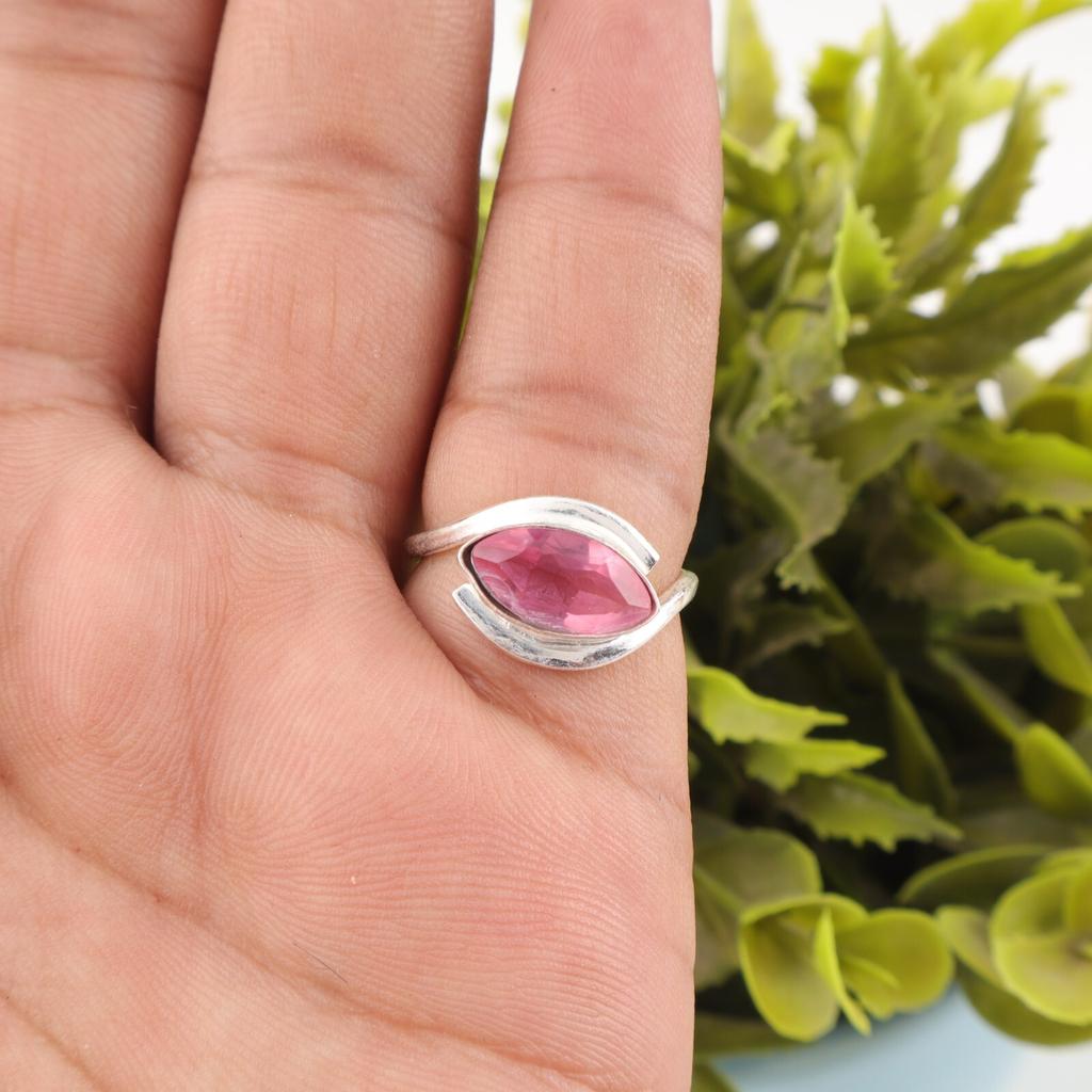 Pink Tourmaline Ring 925 Sterling Silver Handmade Gemstone  Jewelry Wedding Gift RR-60-9