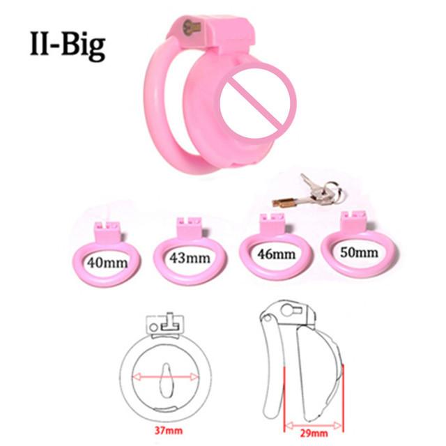 Mini Chastity Lock Male with 4 Sizes Rings and Keys Lightweight Resin Chastity Device Adult Sex Toy BDSM Slave Breathable
