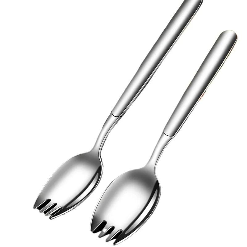 Stainless Steel Fork Household Spoon and Fork Integrated Two-in-one Dual-purpose Pasta Salad Spoon Household Tableware