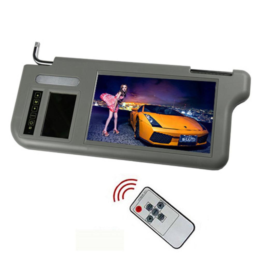 7" Gray Car Left Sun Visor Rear View Mirror Screen LCD Monitor 2 Channel Video