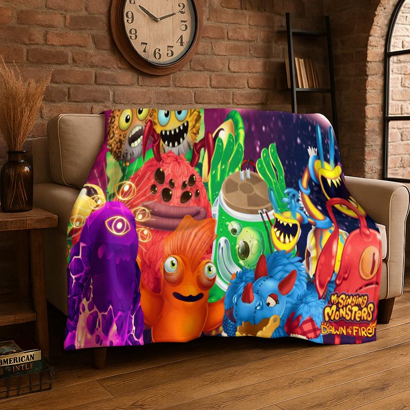 Music Game My Singing Monsters Cartoon Flannel Blanket Soft Throw Blanket for Bedroom Living Room Bed Travel Camping Picnic