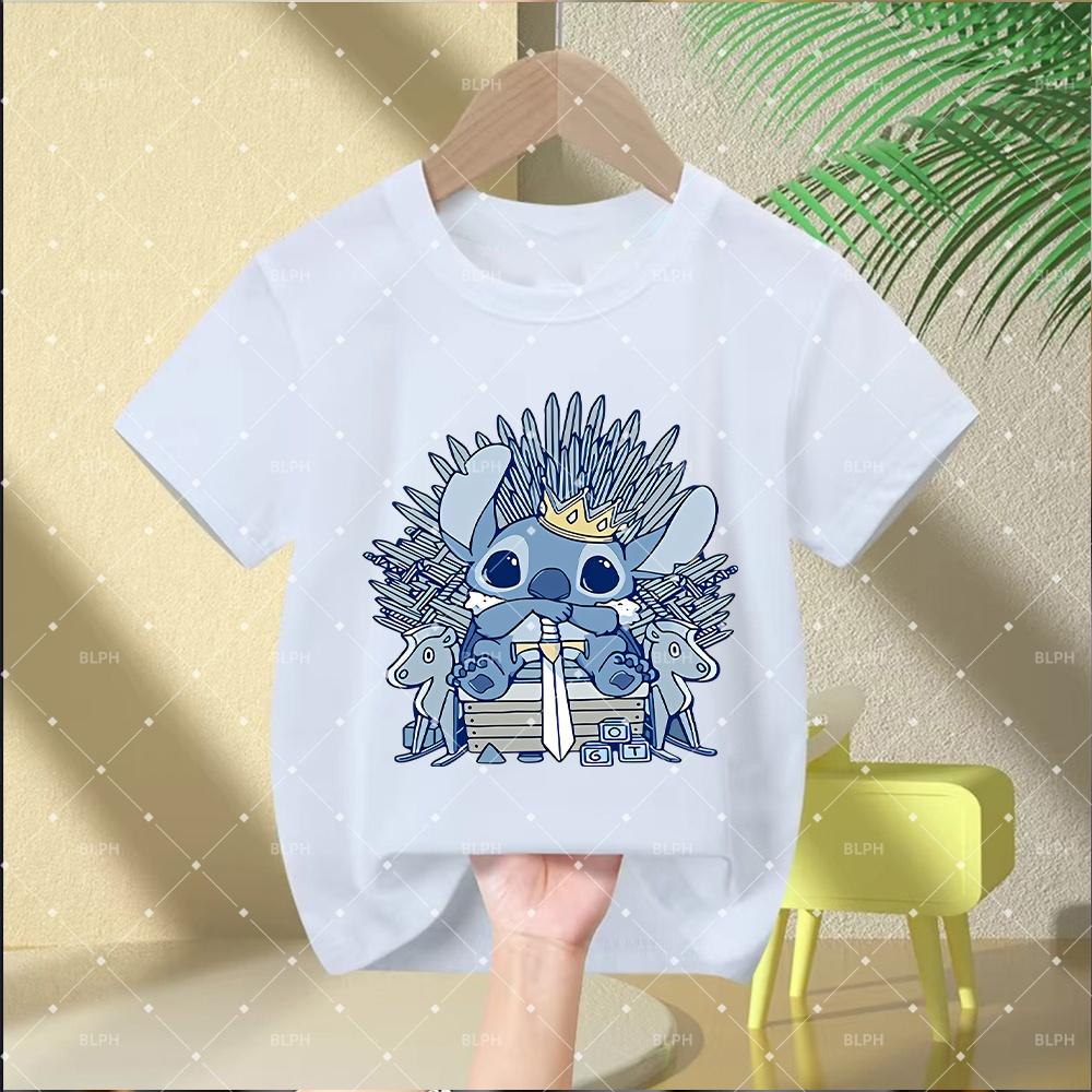 Disney Stitch Children's T-Shirt with Cute Cartoon Character Print, Soft and Casual Short Sleeve