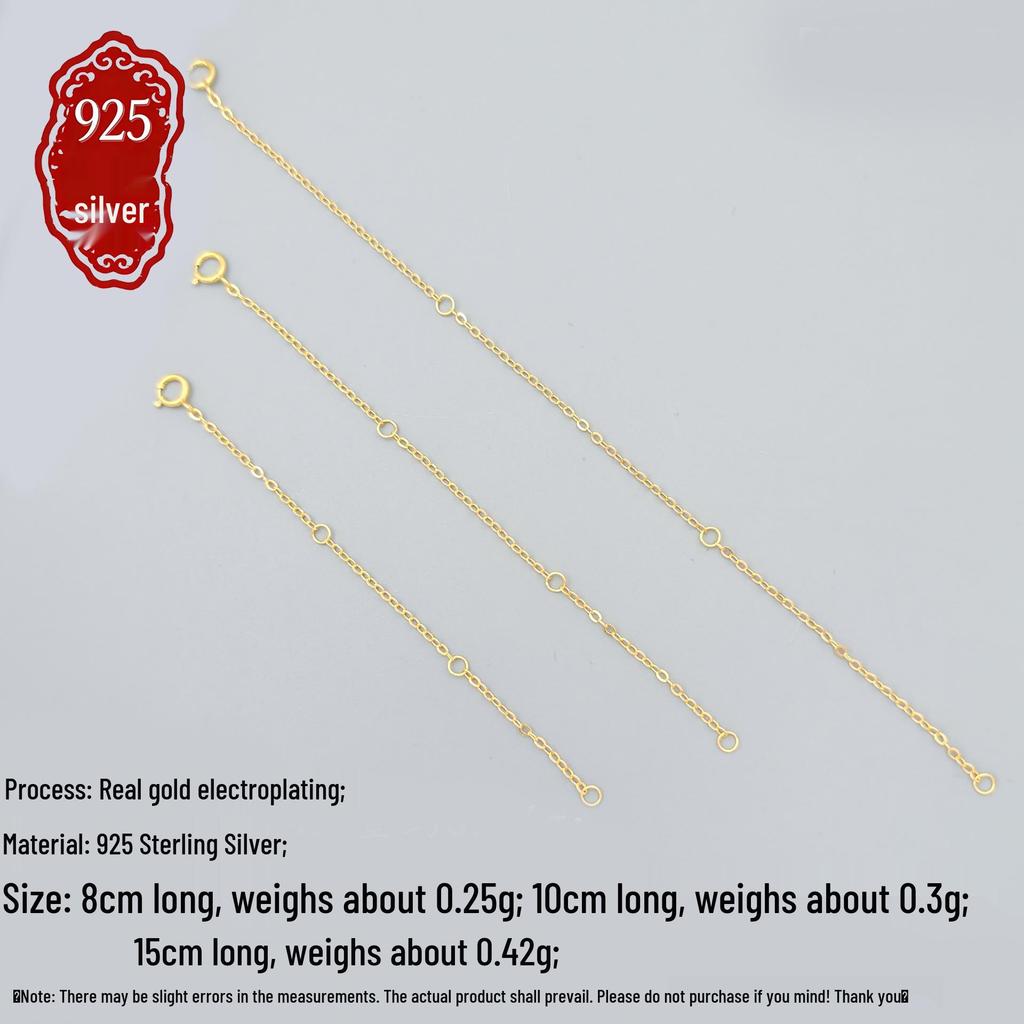 S925 Sterling Silver Handmade Adjustable Bracelet Extension Chain