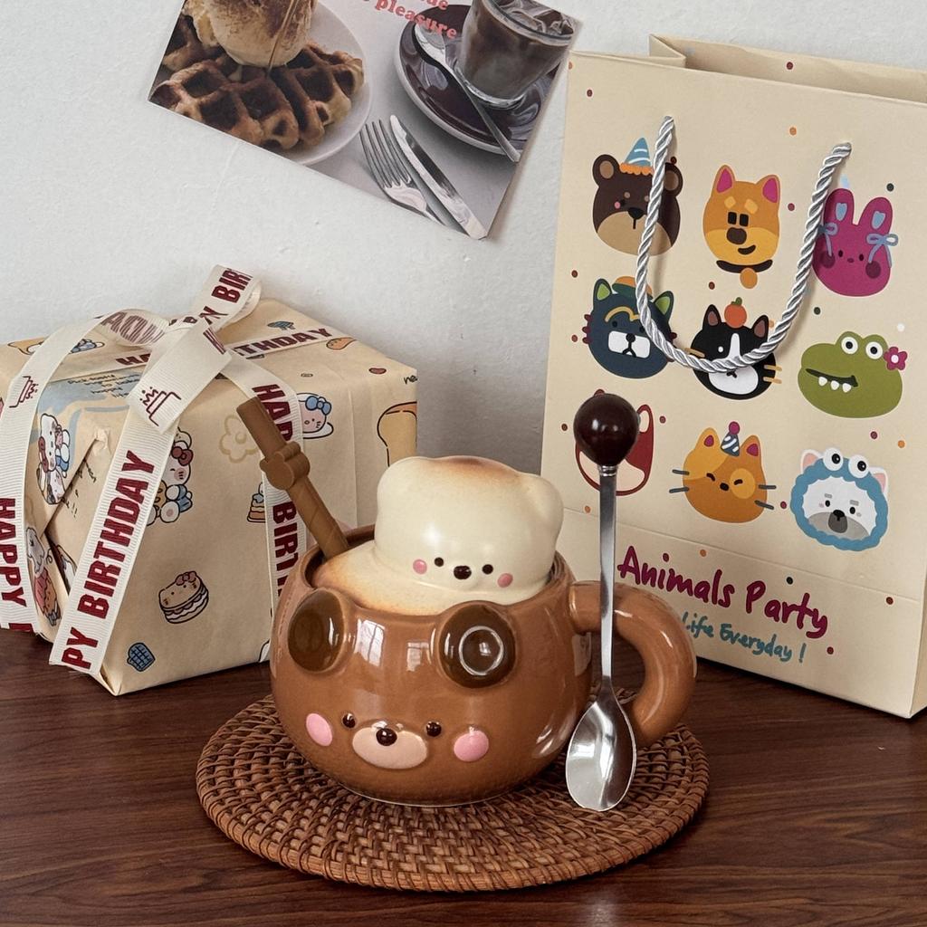 Regali per ragazze in giornata, cannucce a forma di orsetto carine, bicchieri d'acqua, tazze in ceramica di alto valore, souvenir per fidanzata