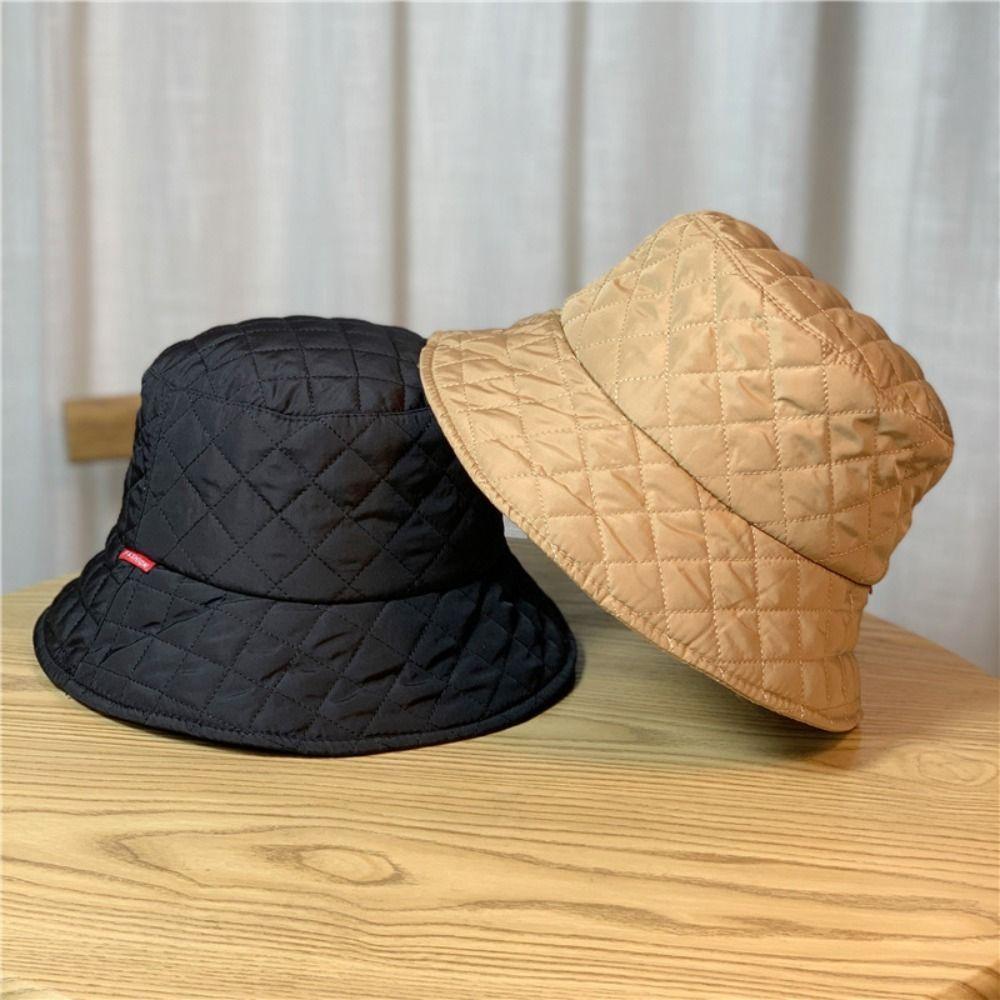Cotton Gift Ultralight Rhombus Grid Winter Panama Hat Fisherman Hat Korean Style Hat Bucket Cap