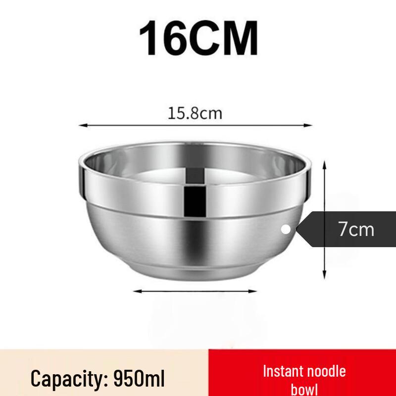 16cm Verdickte 304 Edelstahl Doppelschichtschüssel