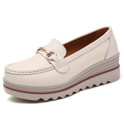 Split Leather Women Casual Shoes Designer Flat Platform Loafers For Women Wedge Sneakers Slip On Ladies Moccasins Zapatos Mujer