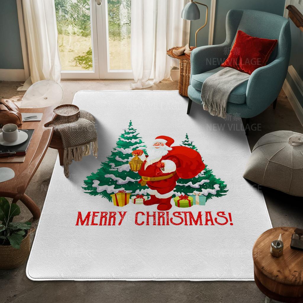 House Entrance Carpet Home Door Mat Living Room Bath Foot Bathroom Non-slip Water Absorption Rugs Bath Merry Christmas Winter