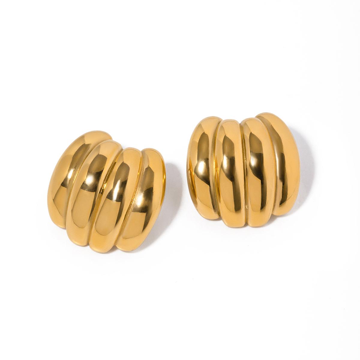 

Youthway Gold Plated Stainless Steel Smooth Banana Shaped Chubby Stud Earrings Glossy Fashion Jewelry For Women Gift