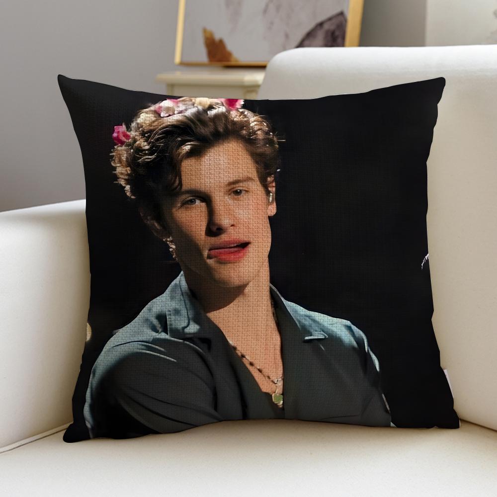Charming SShawn MendesS Cushion Cover Breathable and skinfriendly linen pillowcase square removable and washable cushion