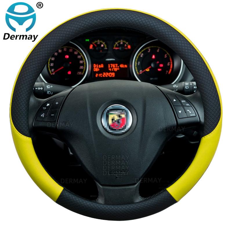 

для Fiat Grande Punto Avventura Urban Cross Abarth Punto Автомобільний чохол на кермо PU шкіра 100% автоаксесуари марки DERMAY жовтий