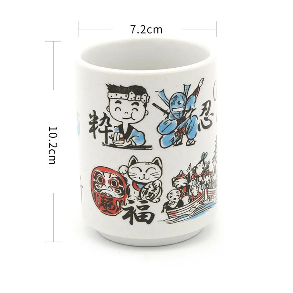 Japanische Impression Keramiktassen 300ml Tee Wein Sushi Sake Becher Lustige Familienrestaurant Dekoration Reisegeschenk für Freunde