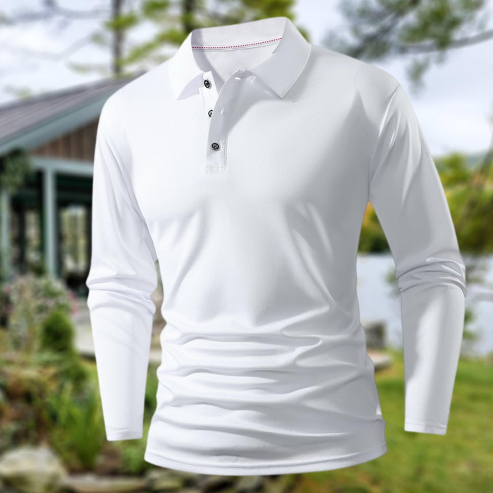 

Мужская однотонная рубашка с лацканами, повседневная и деловая футболка с длинным рукавом на пуговицах XL белый