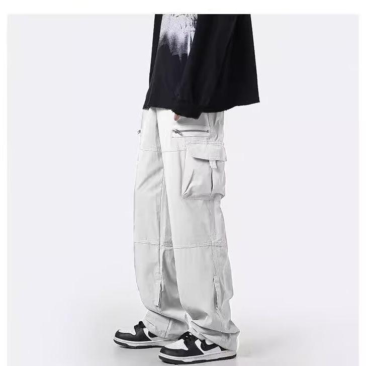 Design-sensual Multi-pocket Work Pants for Men's Autumn Japanese Straight Loose Casual Pants Niche Versatile Floor Pants
