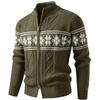 New Men's Casual Stand Collar Christmas Sweater Fashion Jacquard Loose Large Size Knitted Cardigan Jacket