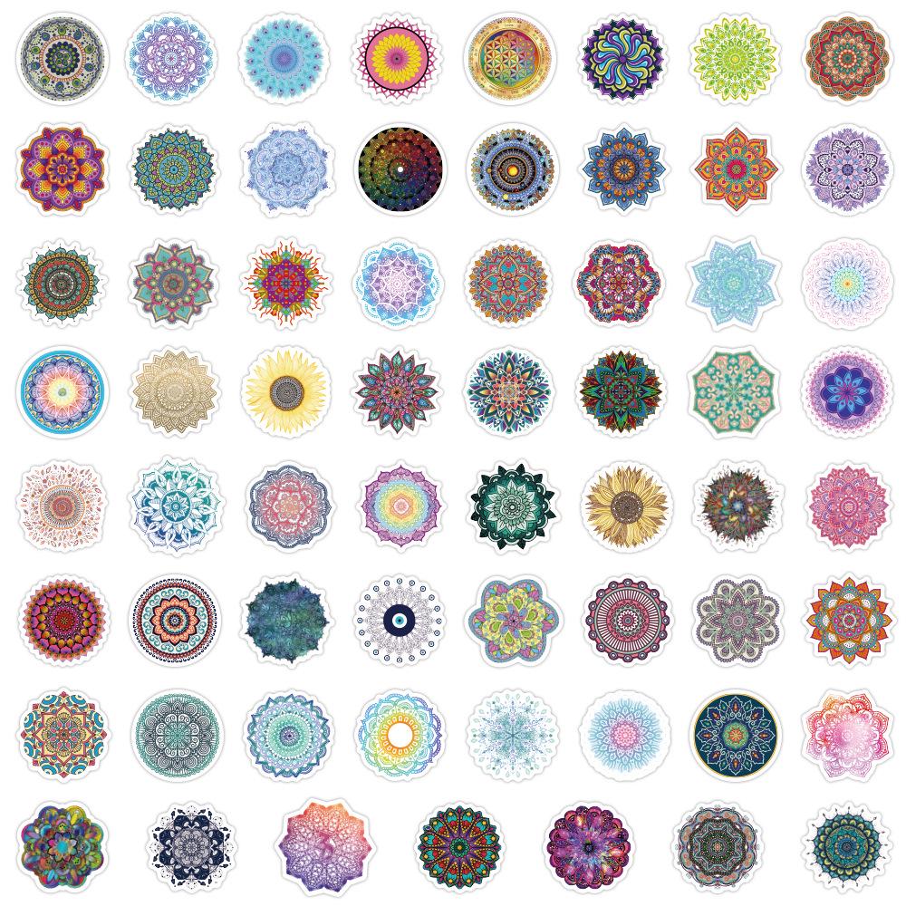 60-Piece Waterproof Mandala Cartoon Graffiti Stickers for Guitar, Phone, and Computer Decor