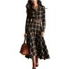 Damen Freizeitmode R-Ausschnitt Langarm Retro Weihnachtsprint Retro Kleid