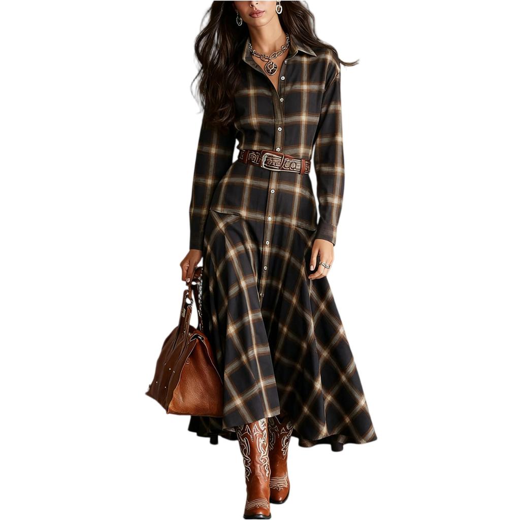 Damen Freizeitmode R-Ausschnitt Langarm Retro Weihnachtsprint Retro Kleid