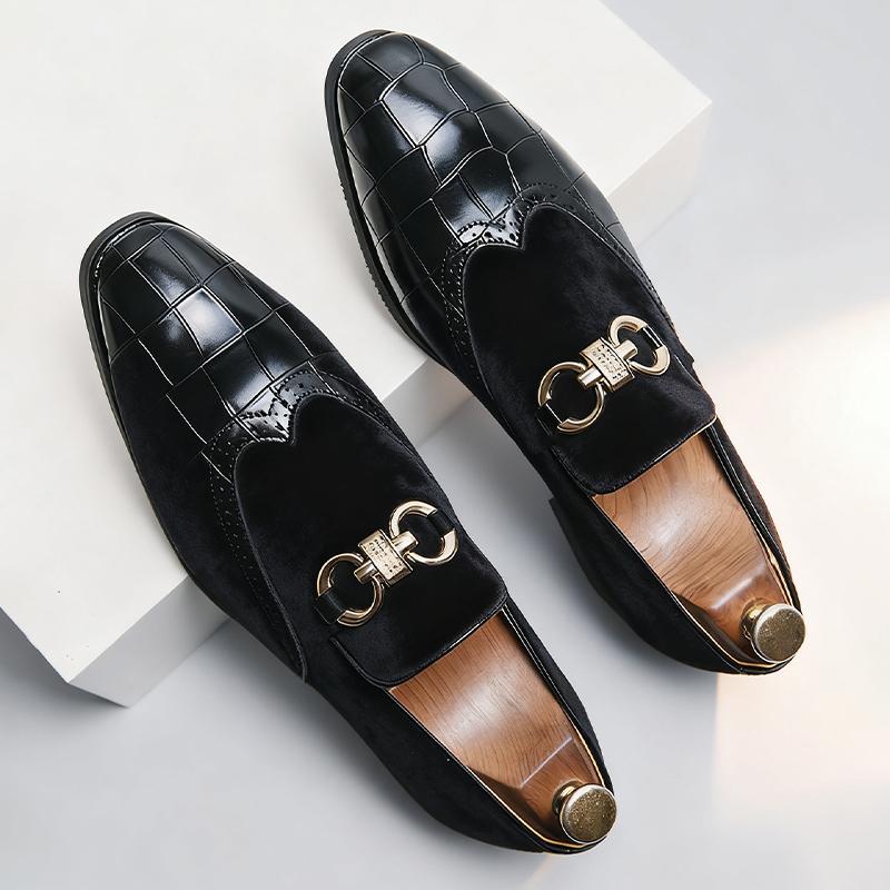 

Мужские формальные кожаные туфли в британском стиле, лоферы слипоны с острым носком, дышащие, нескользящие, деловые, элегантные, для платья, свадебные, офисные 39