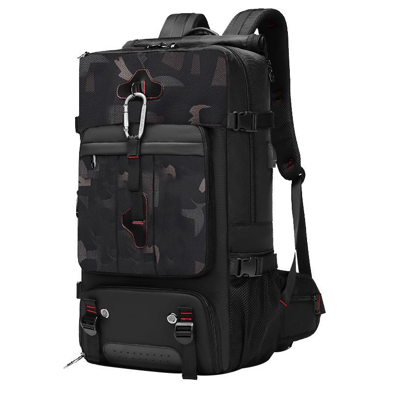 Men's Large Waterproof Travel Backpack with Wet/Dry Separation and Multifunctional Design, Ideal for Outdoor and Mountaineering Activities.