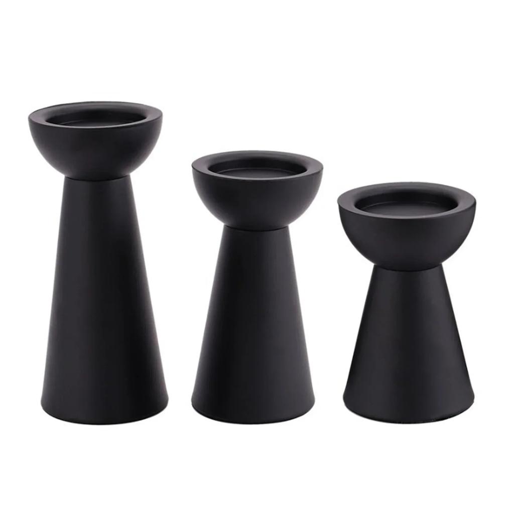 Candlestick Candle Holder 3 Pcs Black For Table Centerpiece For Wedding Party Candles Iron Metal Art Decorative