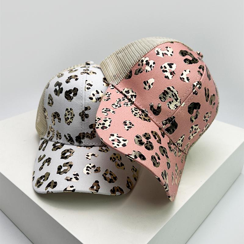 Baseball Tail Cross Criss Print Leopard Bronzing Women New Brand Latest Fresh Caps Peaked Hats Mesh Breathable Sunshade Versatile Trucker Fashion