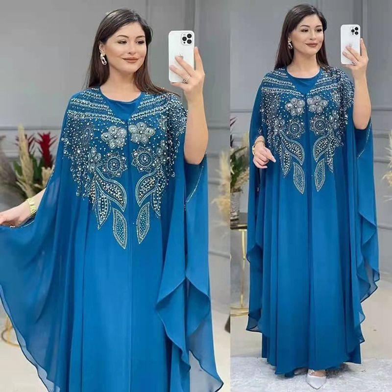 Indonesia Middle East Amazon Robe Europe and America Cross Border Length Dress New Arrival Gown Plus Size Sequin Embroider Dress