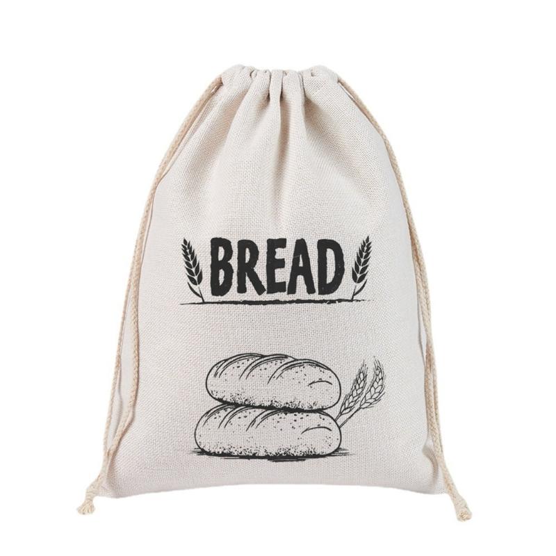  Convenient Linen Drawstring Bread Bag for Easy Storage Durable and Breathable Fabric Pouches Suitable for Bread Fruits