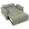 Convertible Sofa, 2-Seater, 3-in-1 Velvet Sofa Bed, 137 Cm, Adjustable Backrest, 2 Pillows, Green