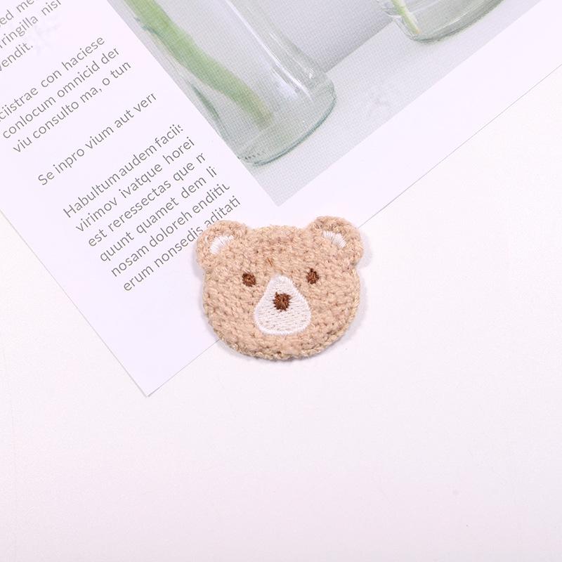 Cartoon Bear Woolen Headdress Patch - Small Embroidered Applique for Clothing